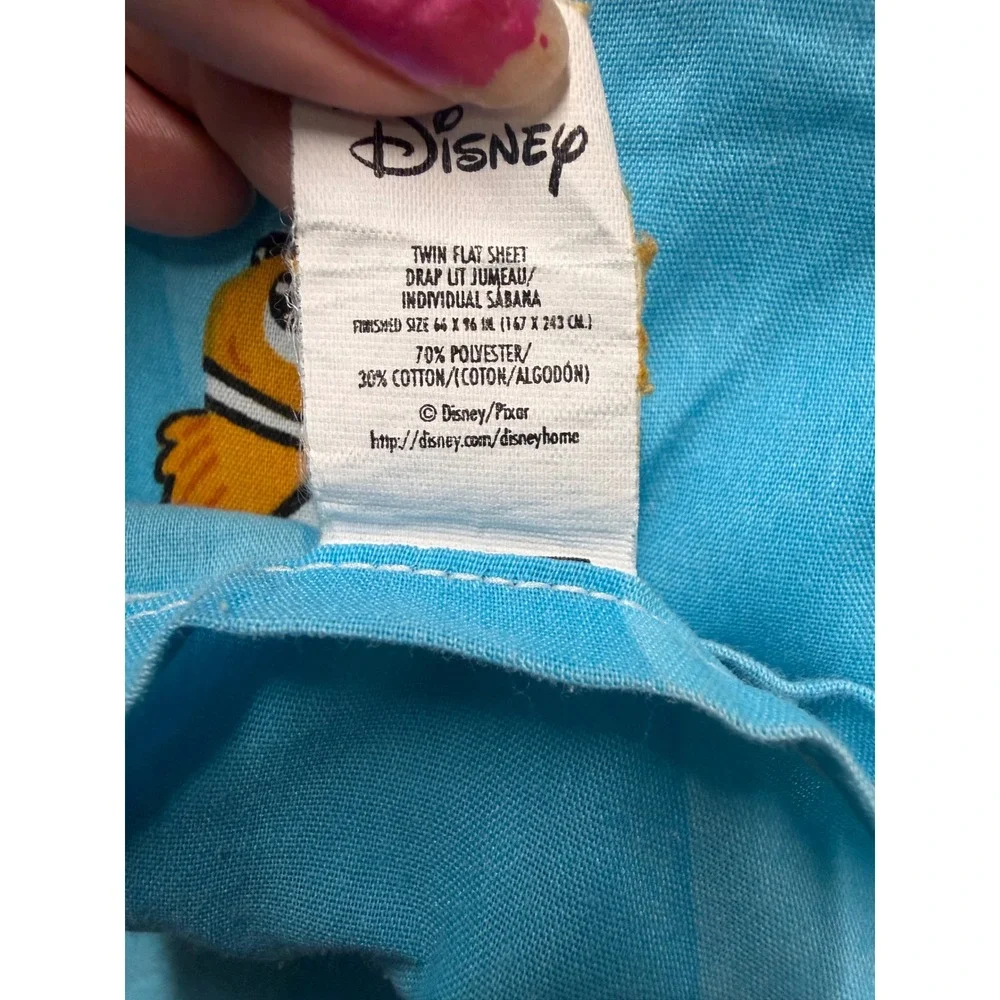 Disney Pixar Finding Nemo Twin Flat Sheet Blue Orange Marlin Clownfish Bedding